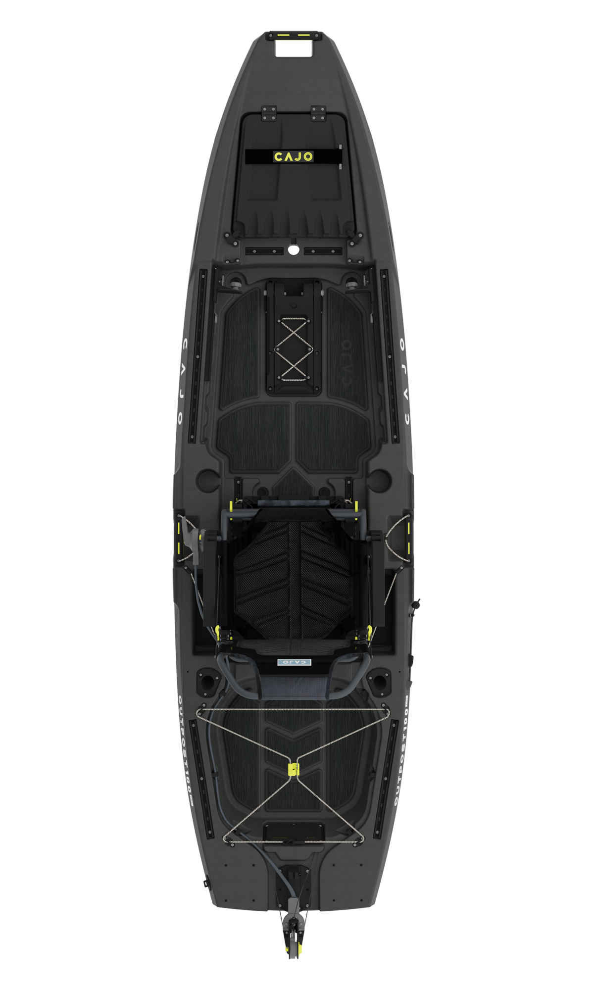 Outpost 100 PDL Pro Series kayak in Carbon Gray, top view