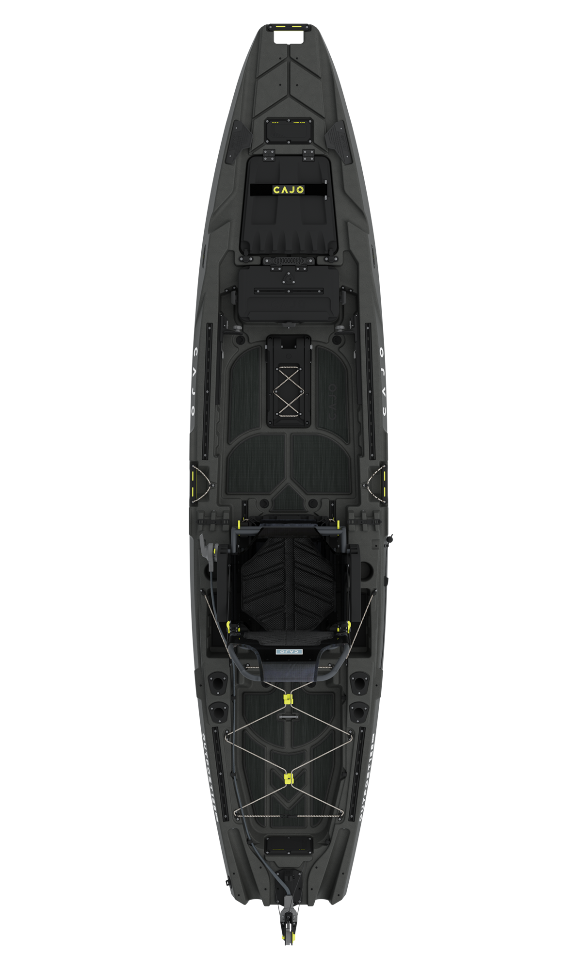 Outpost 128 PDL Pro Series kayak in Carbon Gray, top view