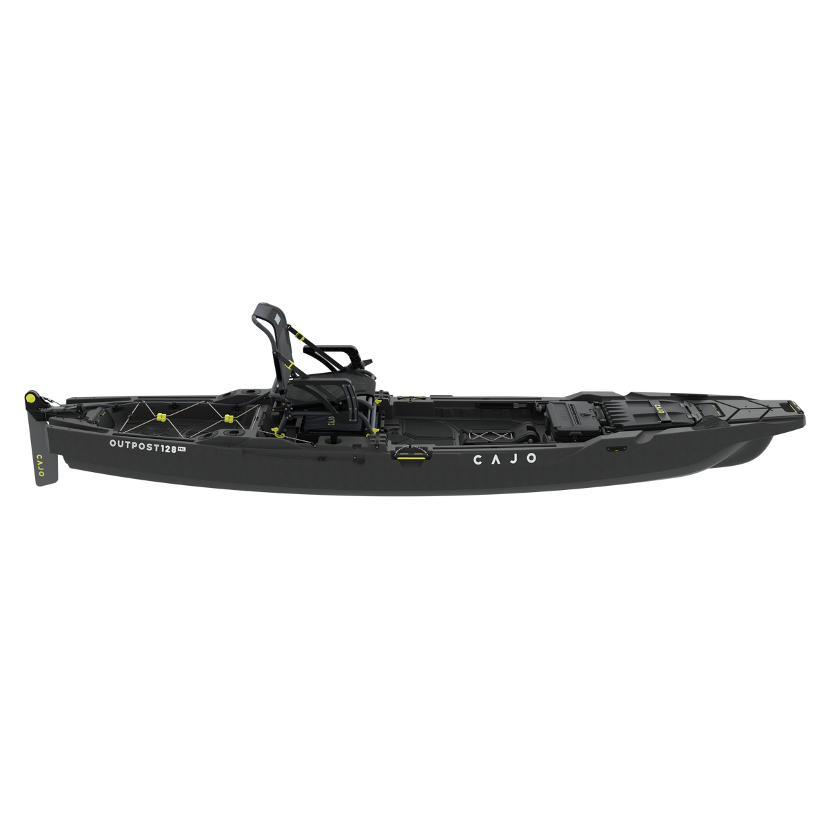 Outpost 128 PDL in Carbon Gray, hull only, low side view