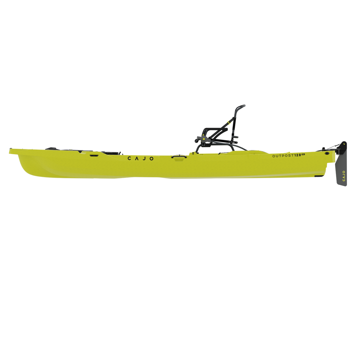 Outpost 128 PDL in Seagrass Yellow, hull only, side view