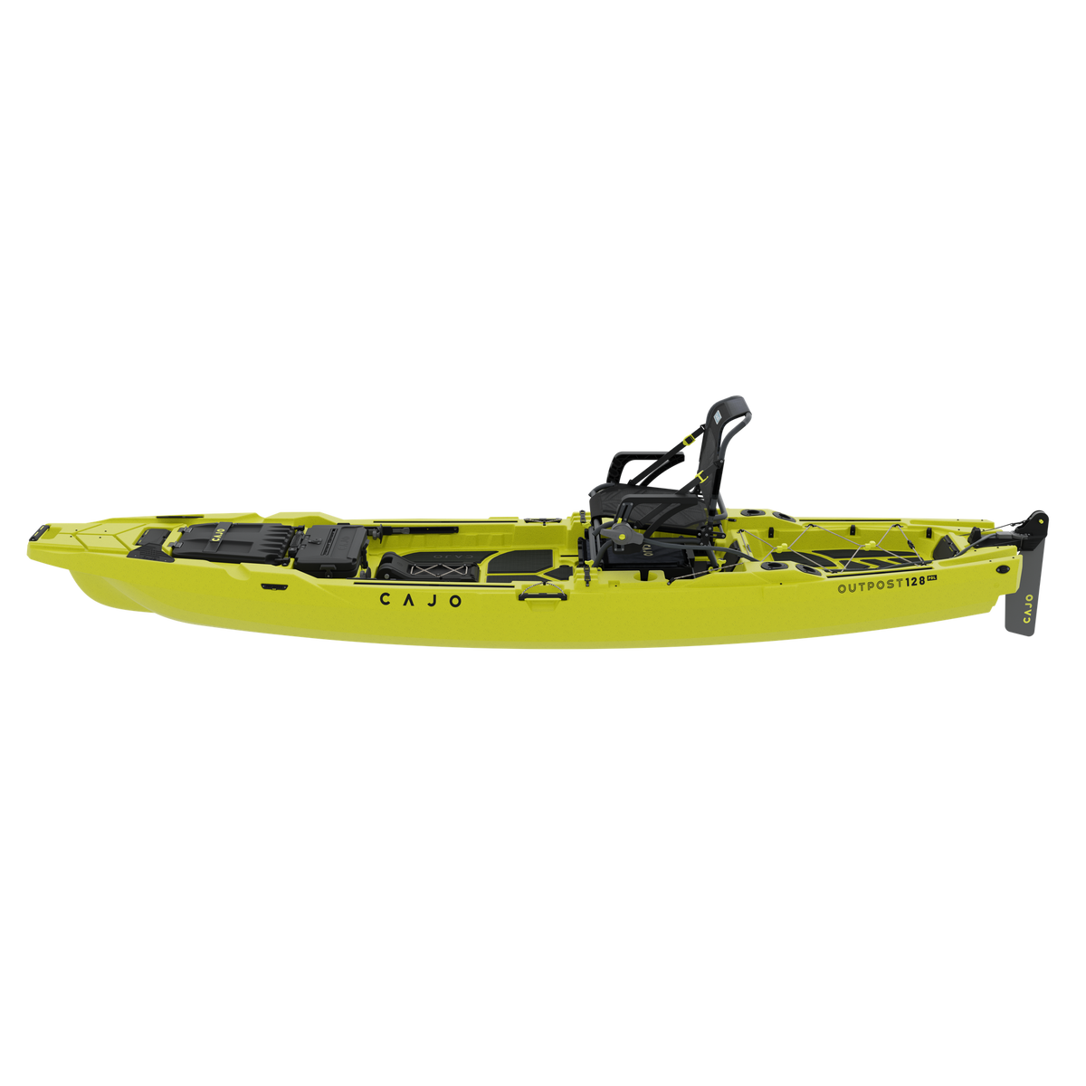 Outpost 128 PDL in Seagrass Yellow, hull only, low side view