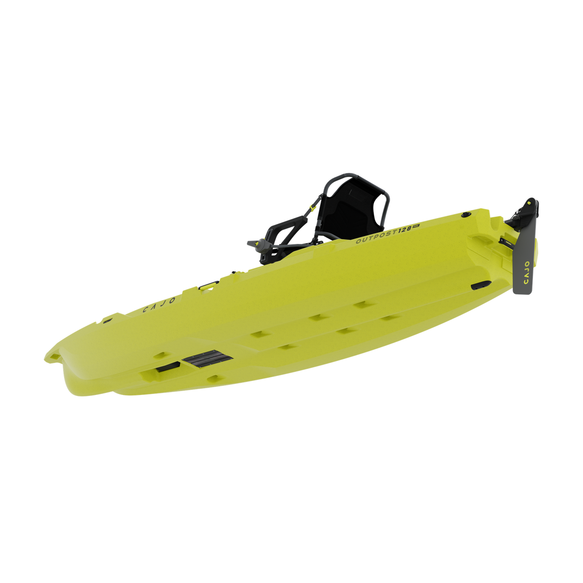 Outpost 128 PDL in Seagrass Yellow, hull only, under side, three-quarter