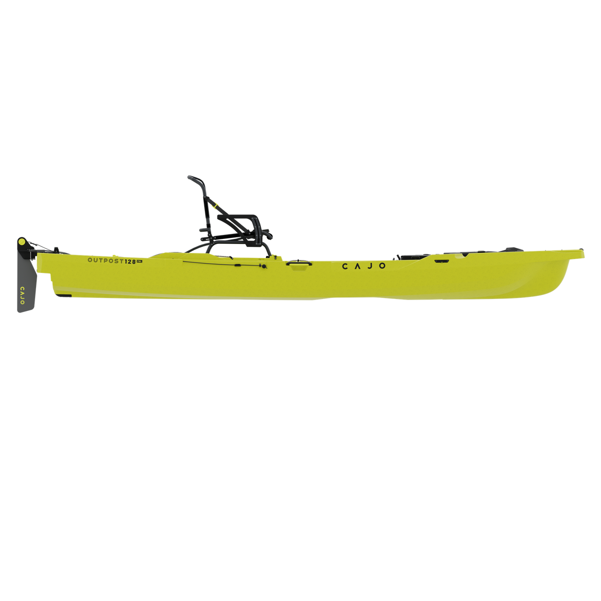 Outpost 128 PDL in Seagrass Yellow, hull only, side view