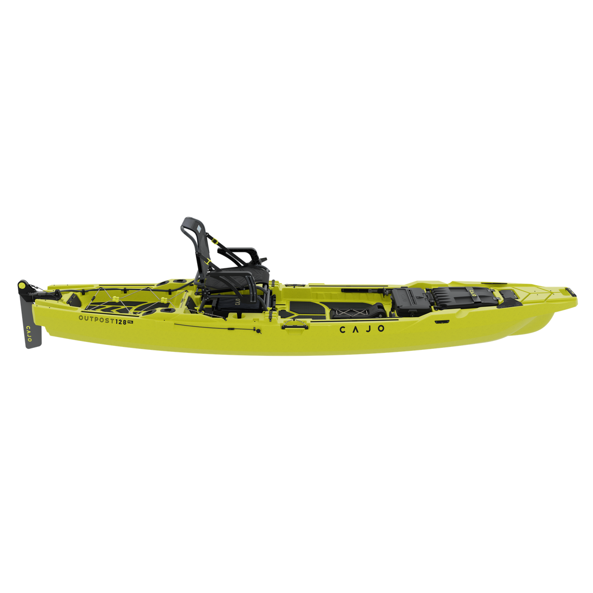 Outpost 128 PDL in Seagrass Yellow, hull only, low side view