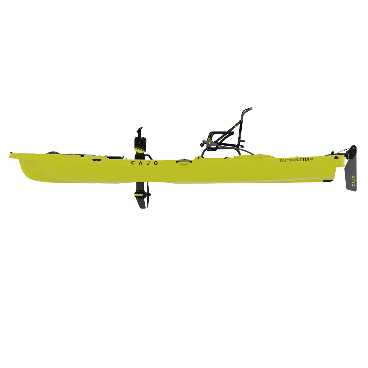 Outpost 128 PDL in Seagrass Yellow, with Traverse pedal drive, side view