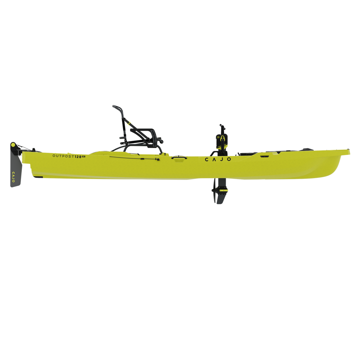 Outpost 128 PDL in Seagrass Yellow, with Traverse pedal drive, side view